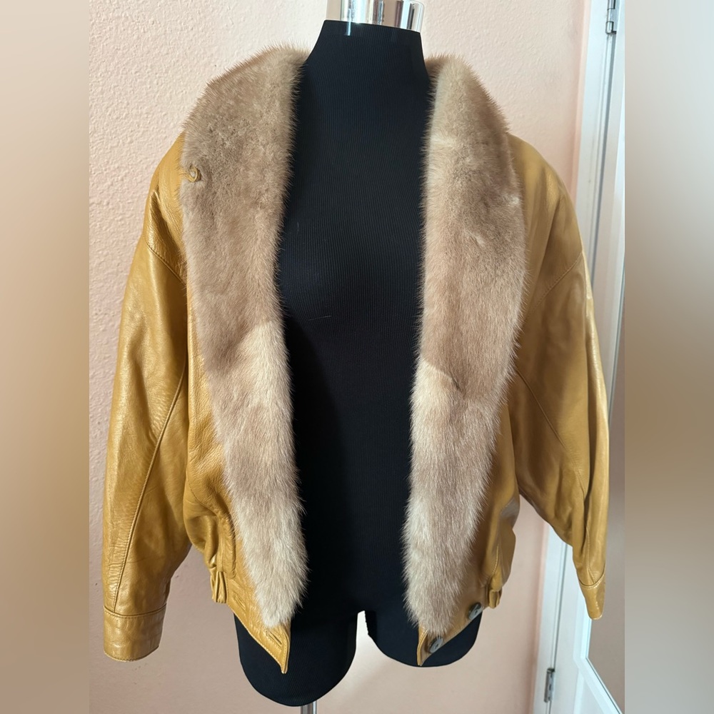 Long Sleeve Mink Fur leather Jacket